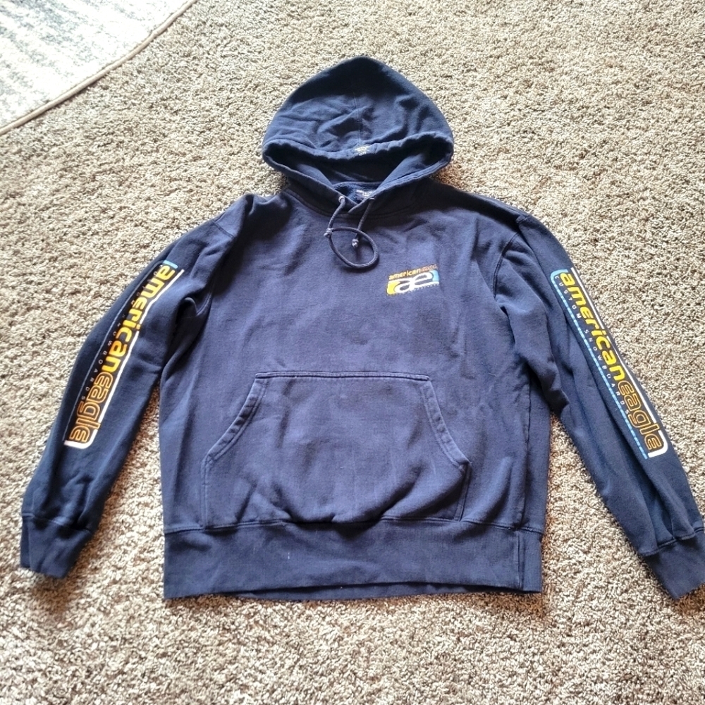 Vintage American Eagle Men's Small Hooded Sweatshirt